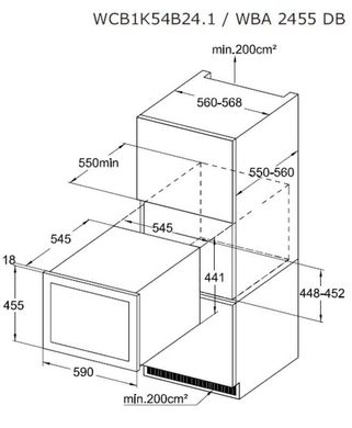 Винный шкаф встраиваемый Amica WBA2455DB